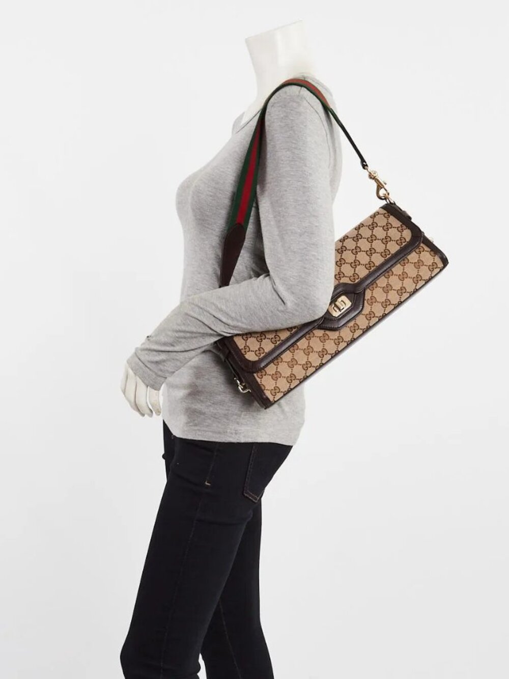 Gucci Beige/Ebony GG Canvas/Leather Medium Luce Shoulder Bag